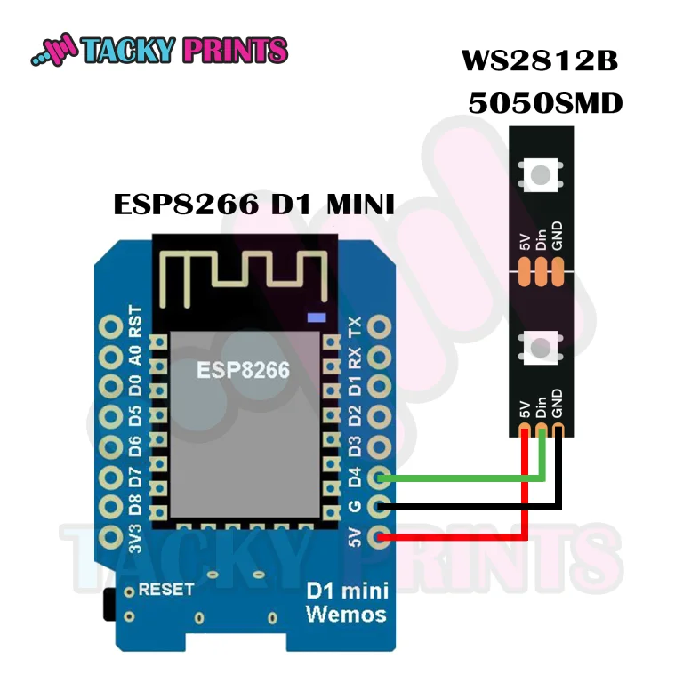 2 - ESP8266 and WS2812B LED Diagram