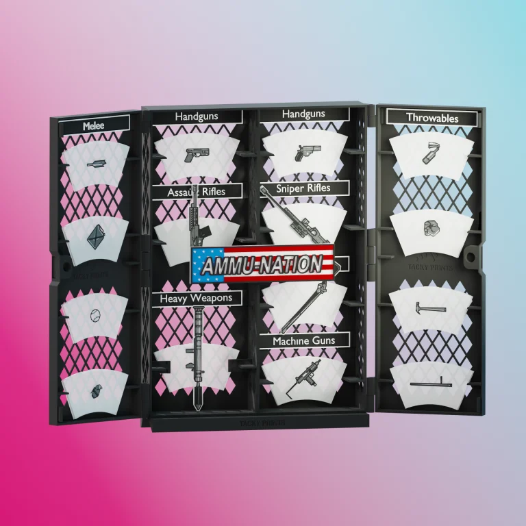 3D Print Files for Ammu-Nation Storage Cage | GTA Weapon Panel Organizer STL